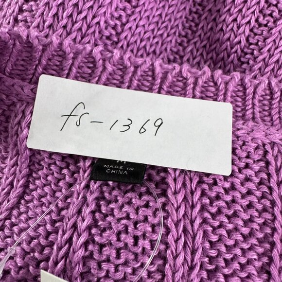 J. Crew Puff Sleeve Linen Sweater Womens Medium Purple Ribbed NWT FS-1369 - Picture 2 of 10